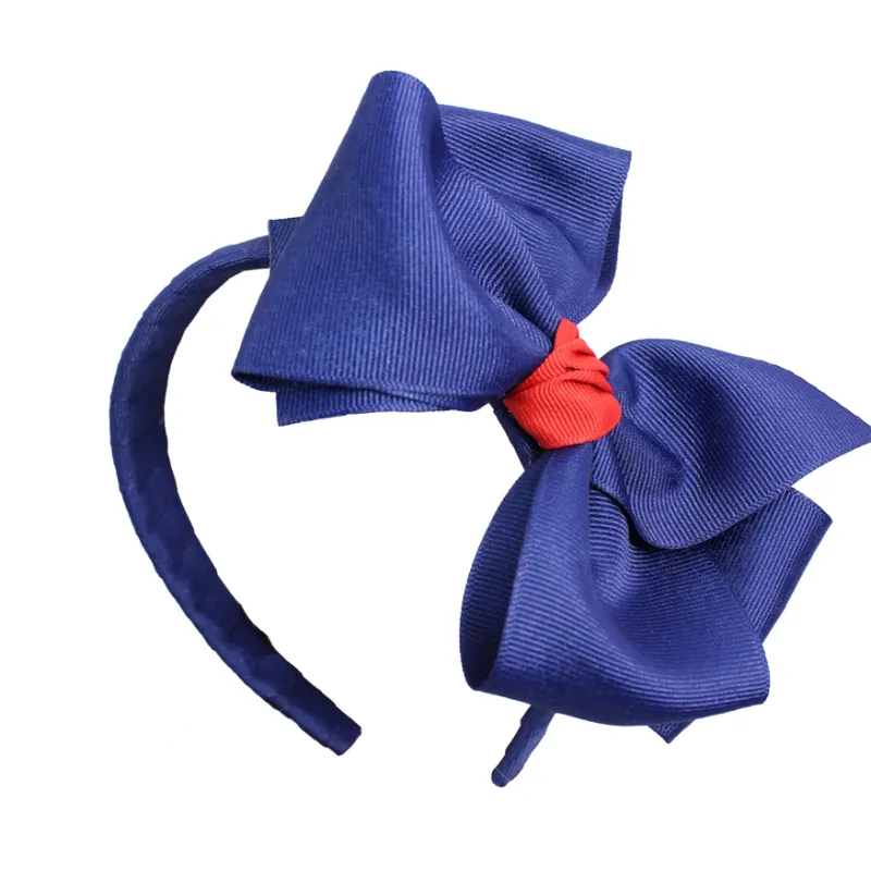 Navy w/ Red Accent Headband with a Bow