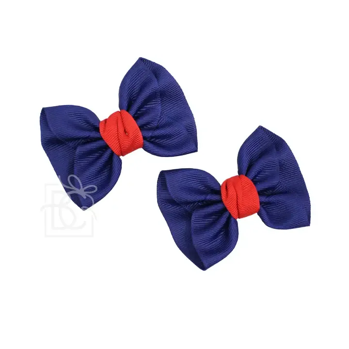 Navy Bow w/ Red Accent (2 pack)