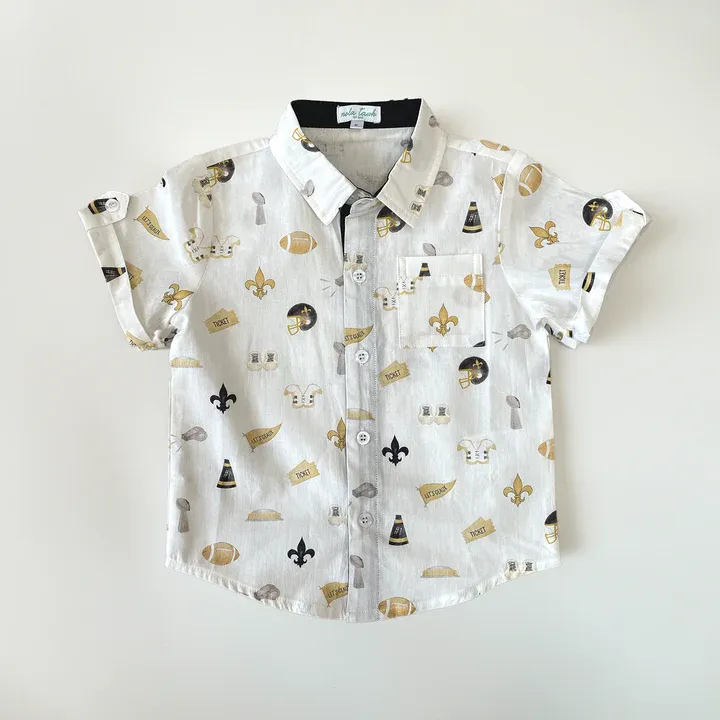 Lets Geaux Saints Button Up