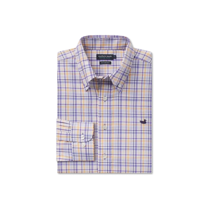 Van Buren performance Grid Dress - Purple &amp; Yellow