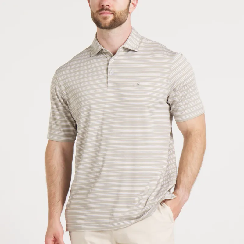 Maybourne Featherlight Stripe Polo- Brntaupe &amp; Tan