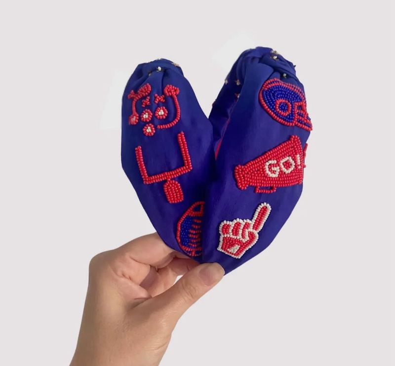 Red + Navy Football Headband