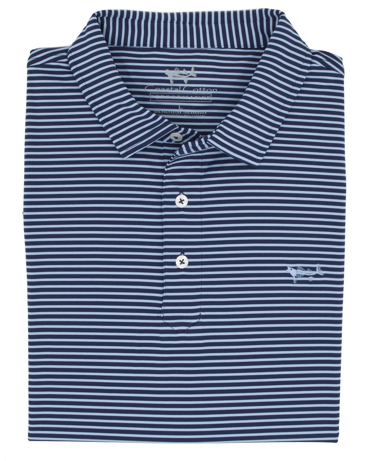 Bay Blue Striped Performance Polo