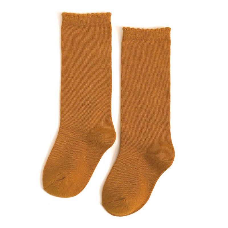 Mustard Scalloped Knee High Socks