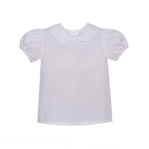 Sydney White Piped Short Sleeve Blouse