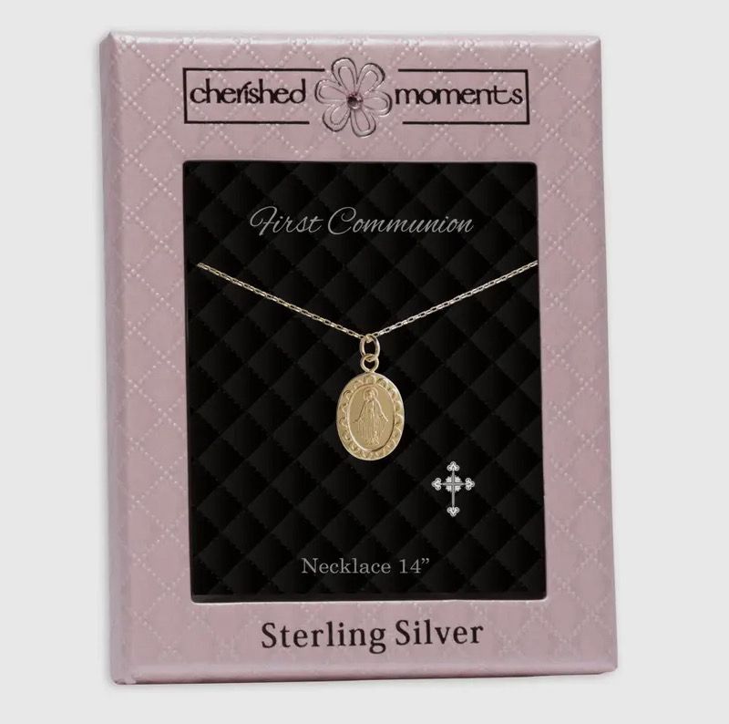 First Communion Gold Plated Miraculous Medal Necklace