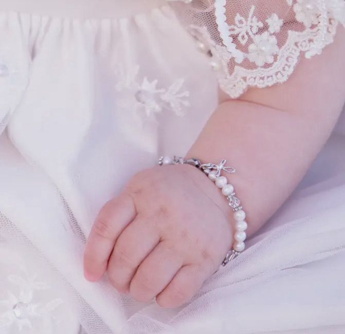 Gold Plated - Pearl Cross Baby Bracelet