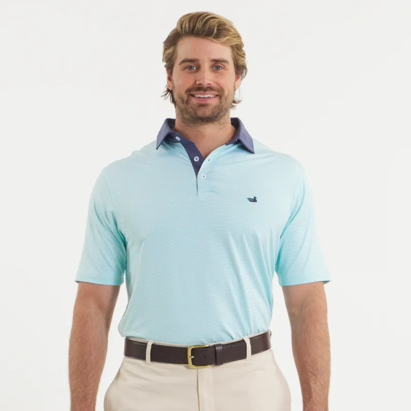 Bermuda Performance Polo- Hampton- Antigua Blue
