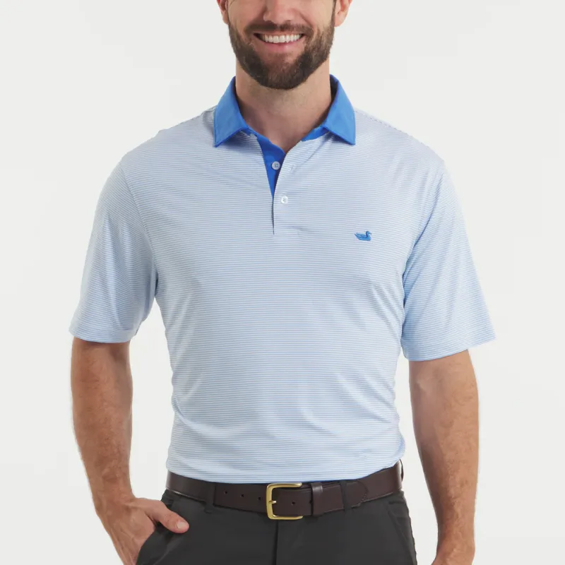 Bermuda Performance Polo- Hampton- Blue&amp;White