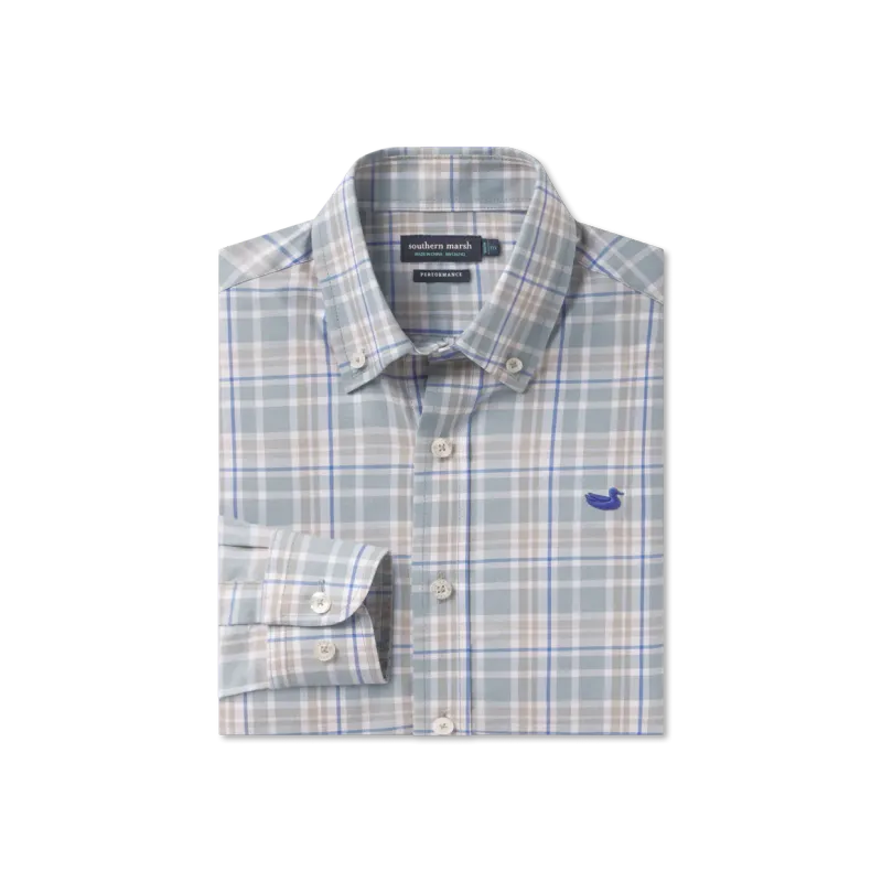 Youth Grainger Performance Plaid- Sage &amp; Burnt Tau