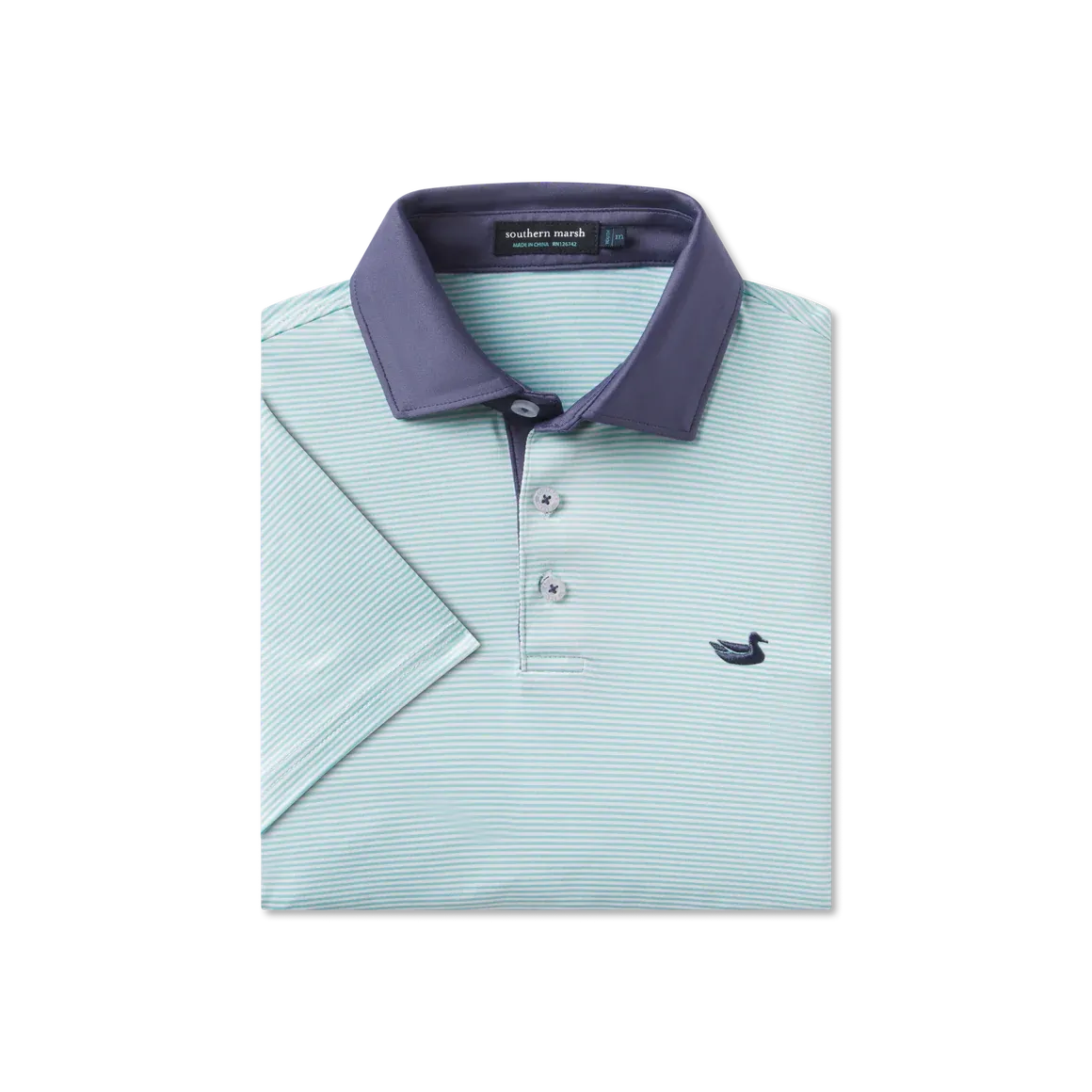 Youth Bermuda Perf Polo-Hampton-Antigua Blue&amp;White
