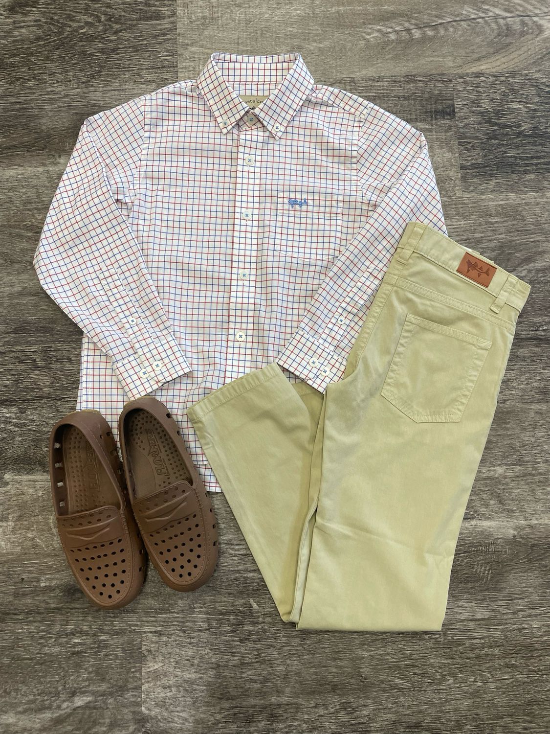 Youth Patriotic Check Button Down