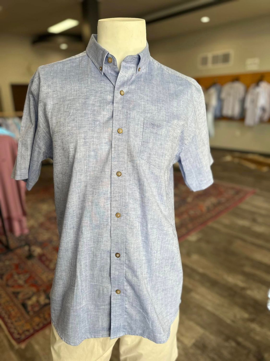 Panama Blue Linen SS Shirt