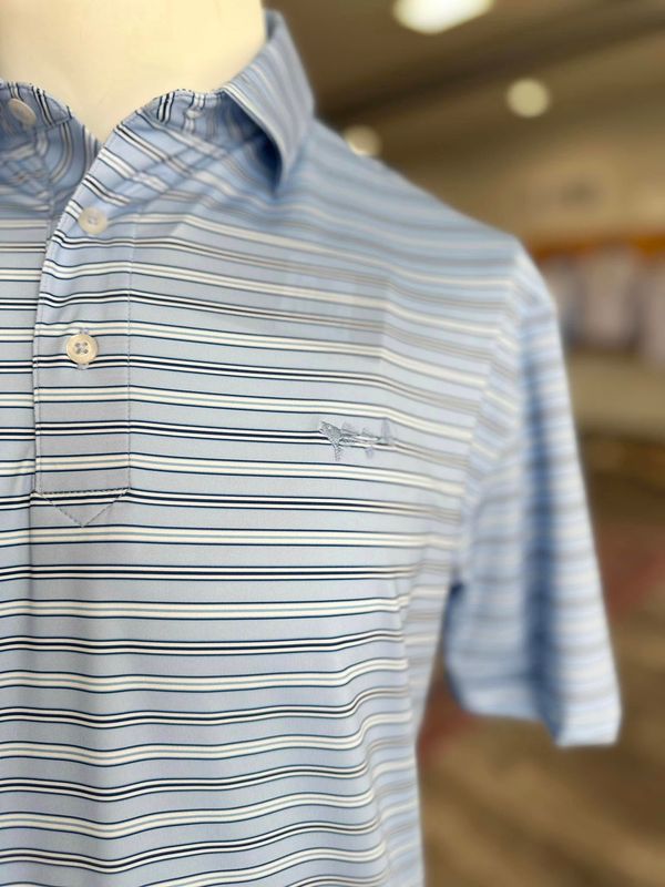 Vapor Blue Stripe Performance Polo