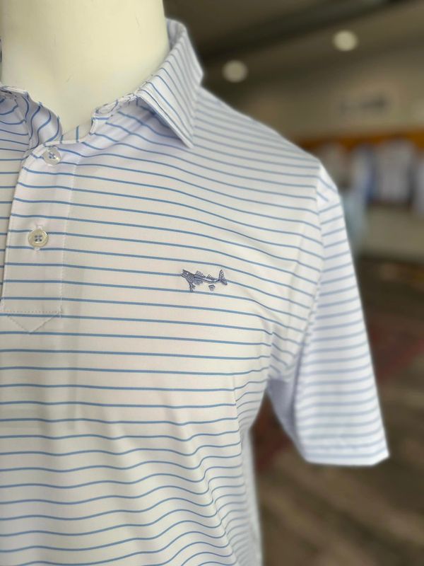 Azul Blue Stripe Performance Polo