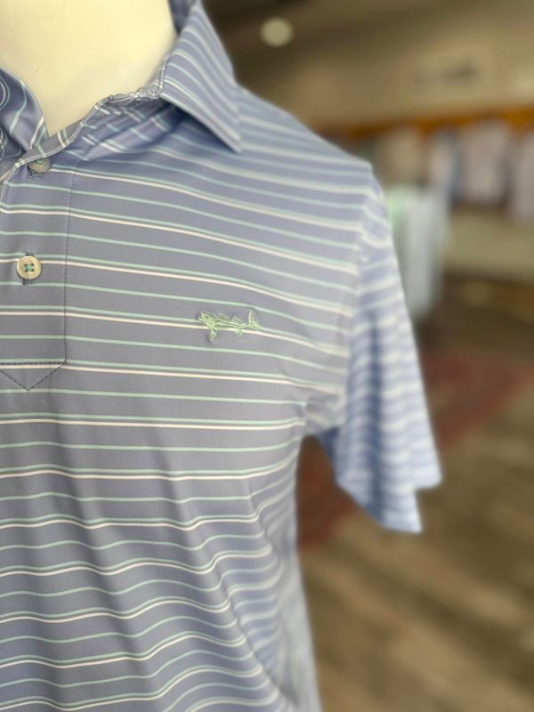 Wake Blue Stripe Performance Polo