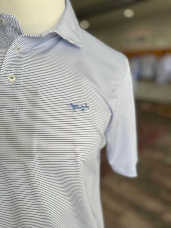 Blue Micro Stripe Performance Polo