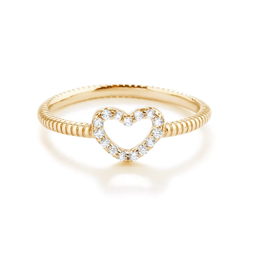 14k Gold Plated Open Heart Ring