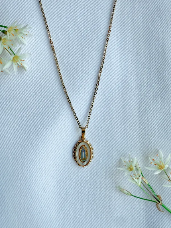 Dainty Our Lady in Lavender Necklace