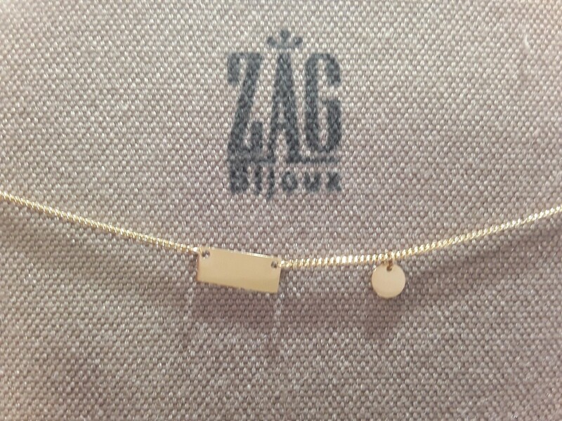 Collier sac bijoux  plaque doré