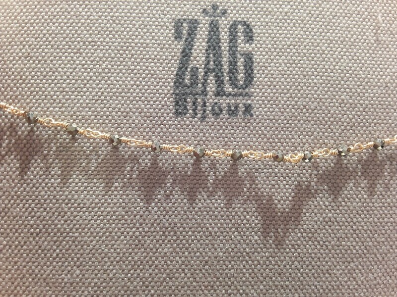 Collier zag  bijoux  pierre marron brillante