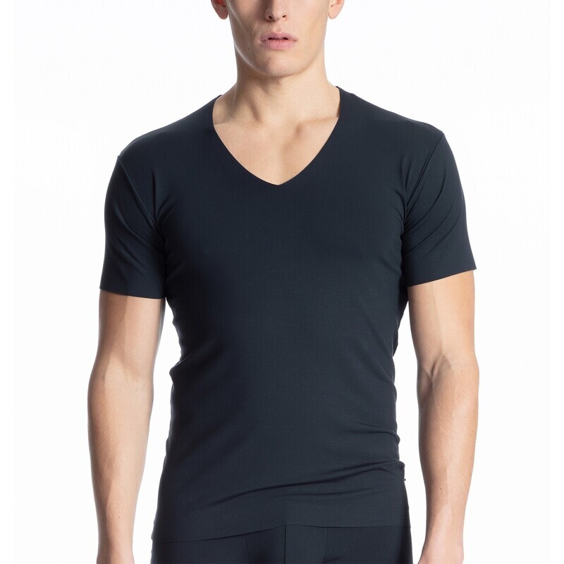 Tee shirt noir homme col v manches courtes
