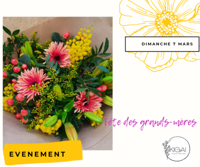 Bouquet fête des grands-mères -mamie merveilleuse-jaune et orangé 