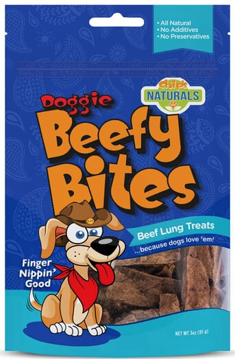 Chip&#39;s Naturals Beefy Bites Beef Lung Treats 3oz
