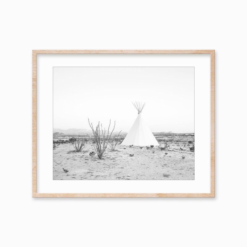 Black &amp; White Desert Tipi Wall Print