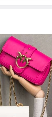 Leather Pinko bag in vibrant pink
