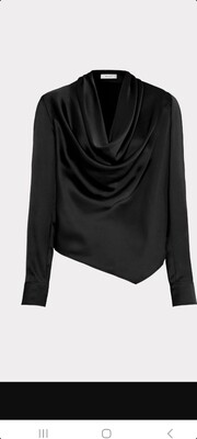 Black drape front blouse