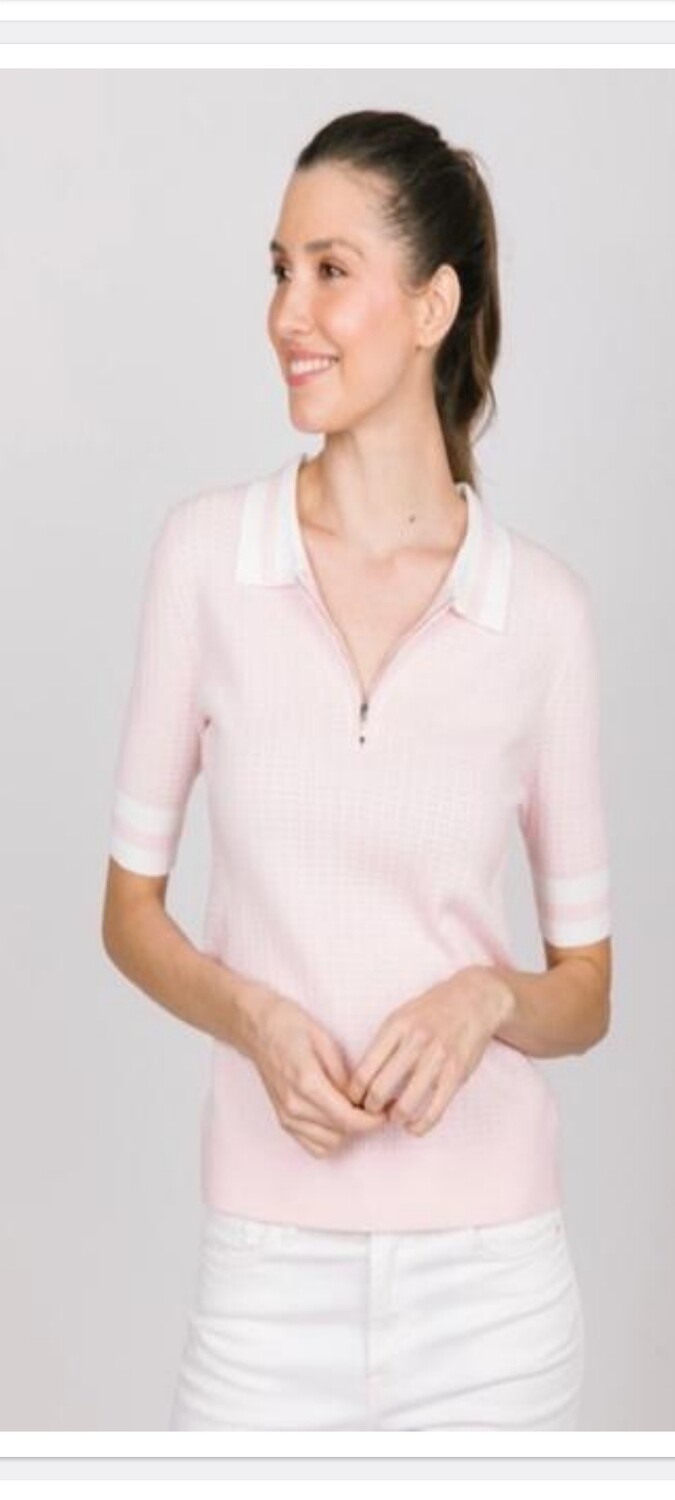Short sleeve pink tennis sweater