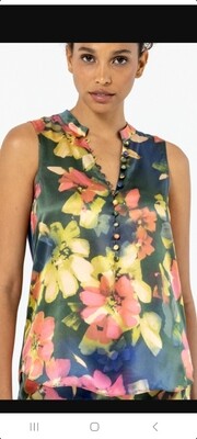 Tahitian floral washable silk top