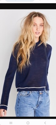Navy cotton tipped sweater