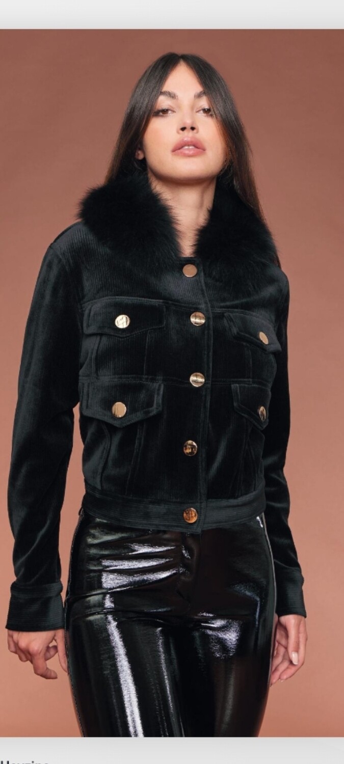 Black fox corduroy jean jacket