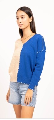 Royal/taupe sweater