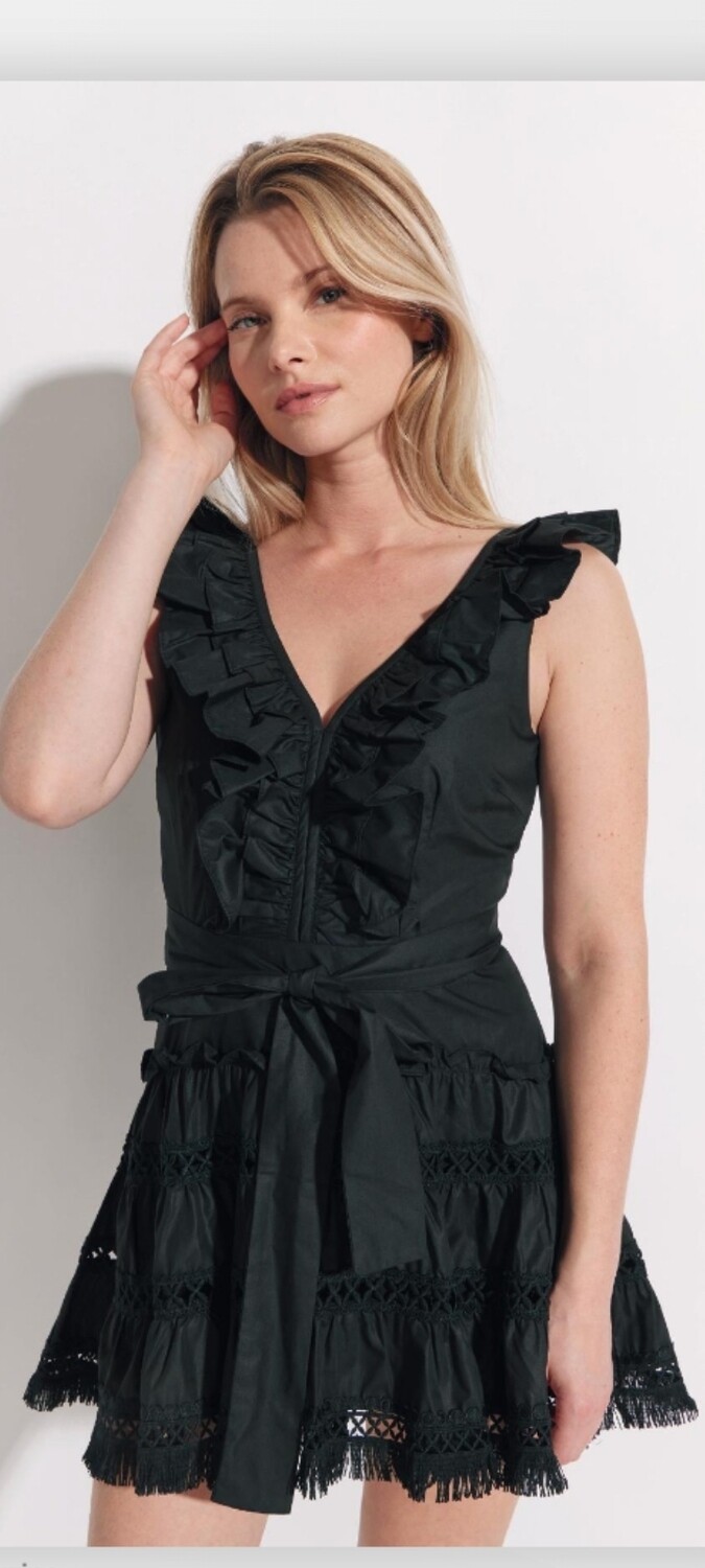 Black short embroidered dress