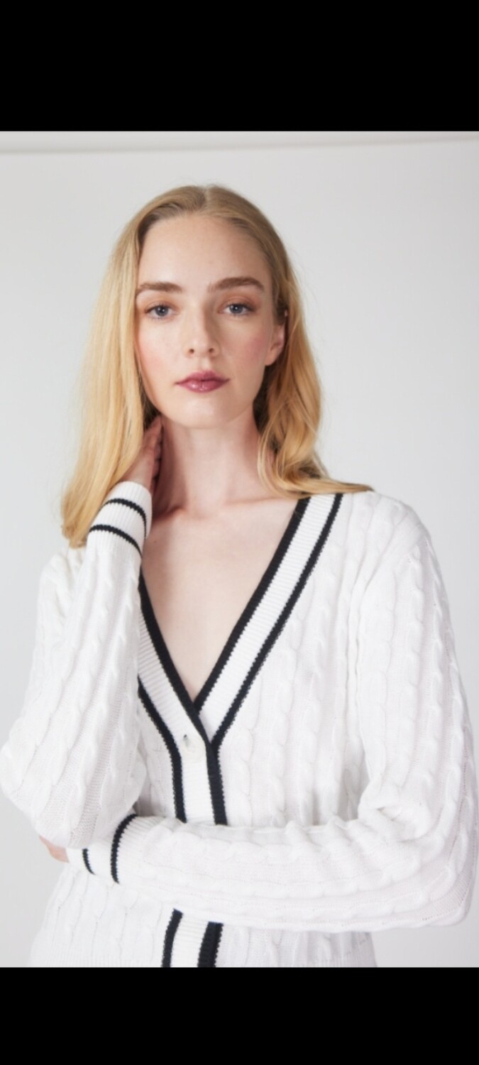 White cable cardie