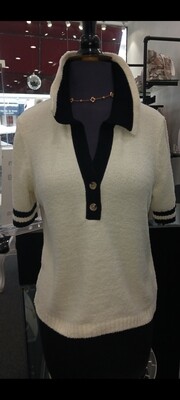 Polo sweater ivory/blk