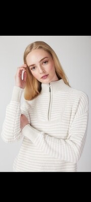 Natural mini zip cotton sweater