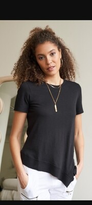 Black cotton asymmetric t -shirt