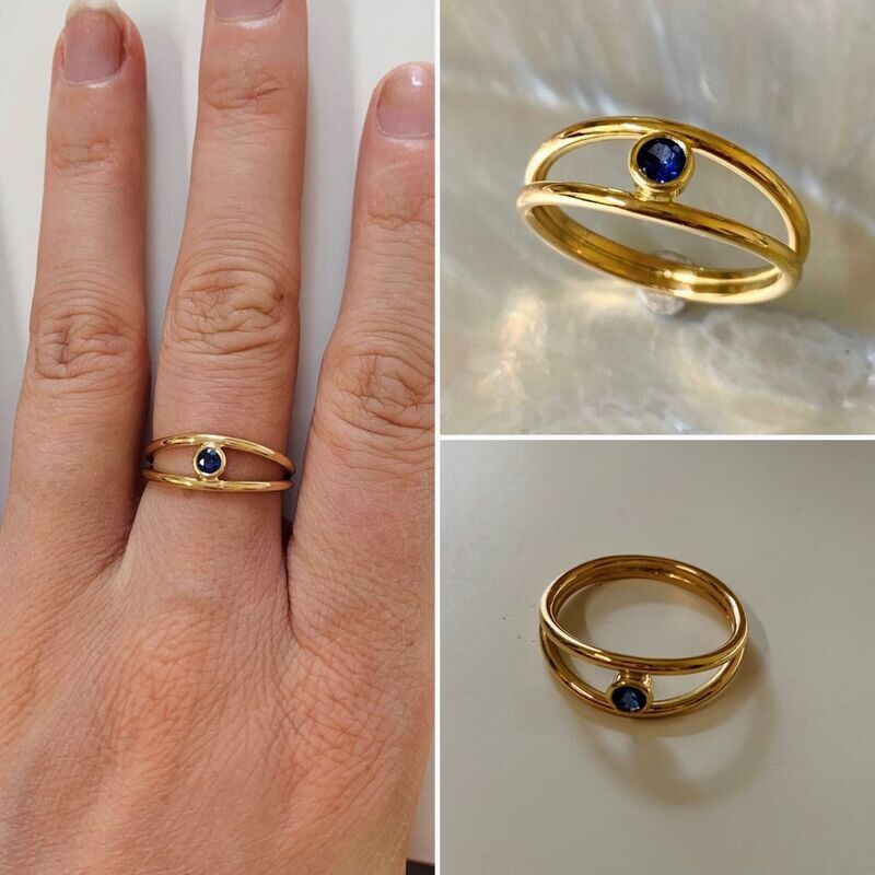 Bague Protection, Saphir sur or jaune750