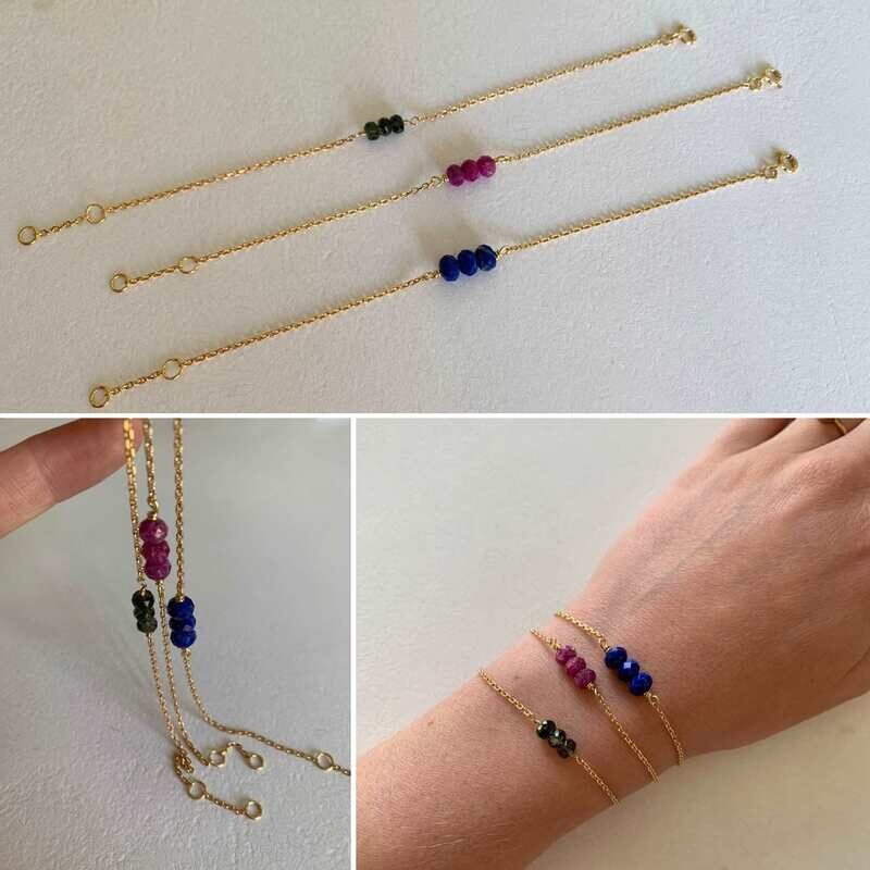 Bracelet Pierres facettées sur or jaune750