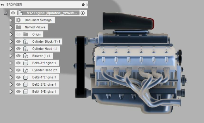 V12 Internal Combustion Engine with  all  the  nuts and Bolts