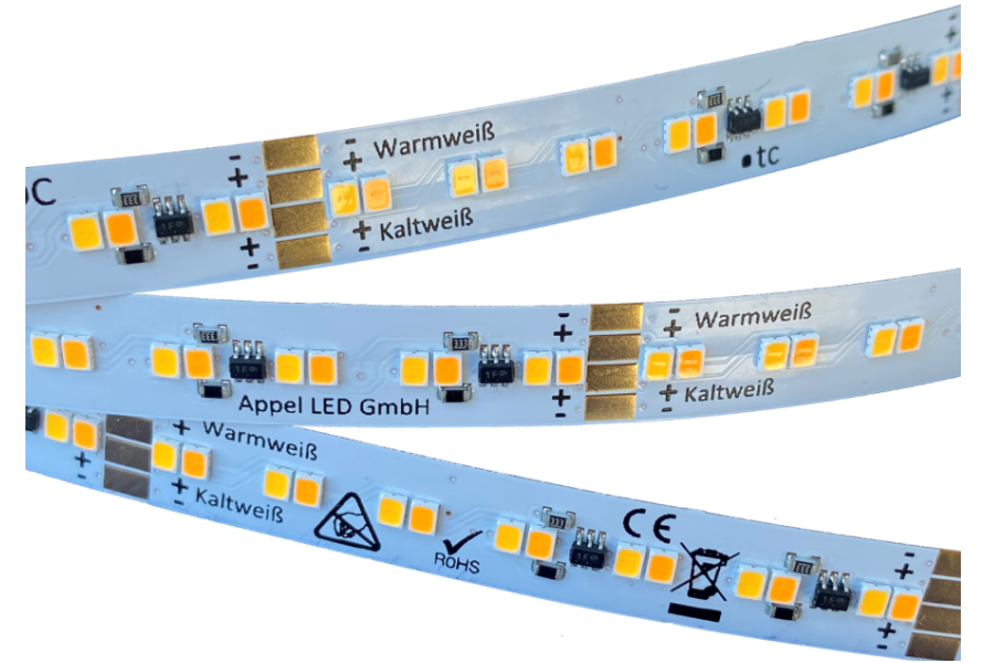 Profi CCT LED Streifen mit 280 LED's pro Meter CRI-97-98 (Lichtfarbe 1: 2200k und Lichtfarbe 2: 4000k)
