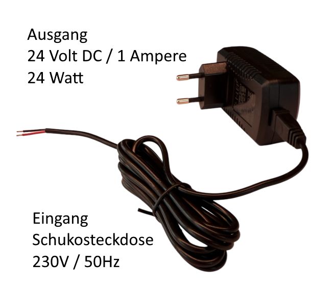 Steckernetzteil 24 Volt DC, 1 Amper, 24 Watt