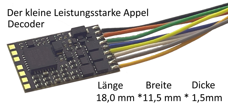 Appel Lokdecoder Version 2025 DCC/MM 8-pol. NEM652 Stecker für H0, TT, N