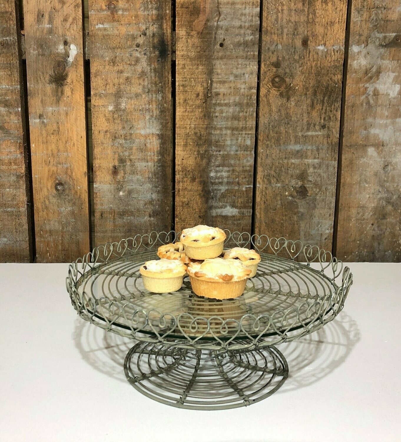 Wire Cake Stand with Glass Plate