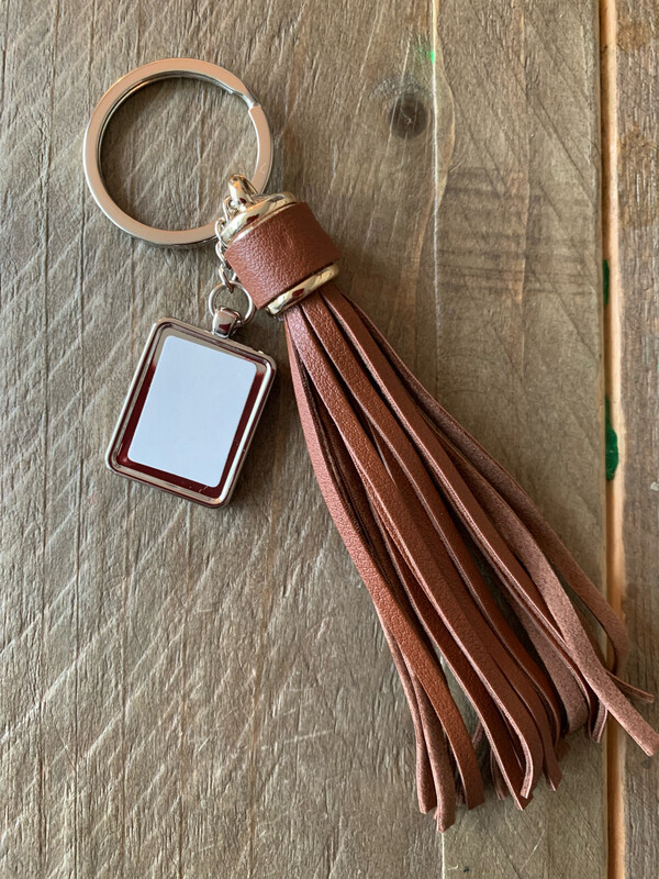 Sleutelhanger leder kwast bruin
