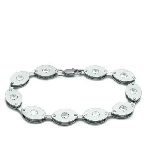 LO2011 - Matte Rhodium &amp; Rhodium Brass Bracelet with AAA Grade CZ  in Clear